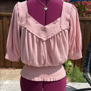 American Rag Pink Smocked Blouse